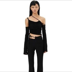 PANN Black Cut-Out Crop Top – Y2K / Clubwear /